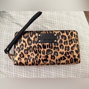 Kate Spade Tan and Black Animal Print Clutch